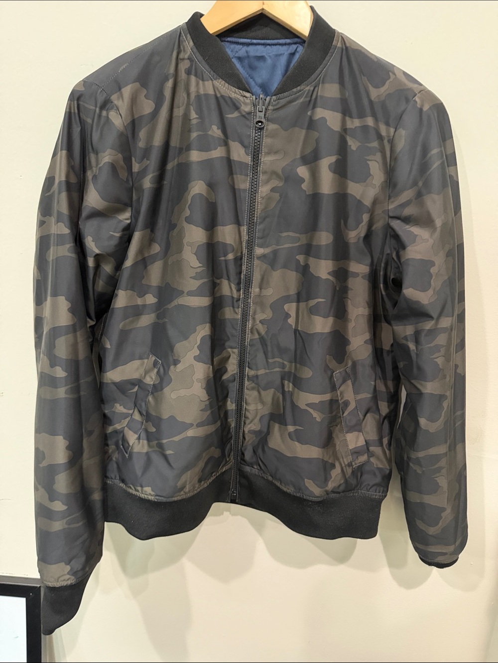 Reversible Camo Bomber Jacket - Black/Green/Navy